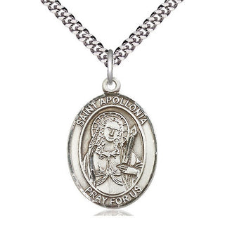 Sterling Silver Saint Apollonia Medal Catholic Jewelry Engraved Catholic Saint Jewelry