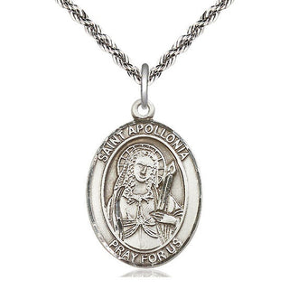 Sterling Silver Saint Apollonia Medal Catholic Jewelry Engraved Catholic Saint Jewelry