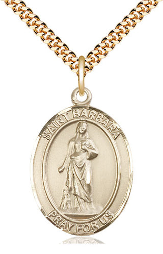 14kt Gold Filled Saint Barbara Medal Catholic Jewelry Engraved Catholic Saint Jewelry