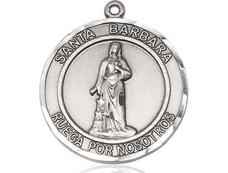 Sterling Silver Santa Barbara Medal Catholic Jewelry Engraved Catholic Saint Jewelry