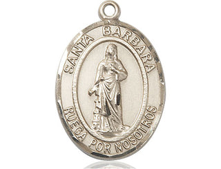 14kt Gold Filled Santa Barbara Medal Engraved Catholic Saint Jewelry