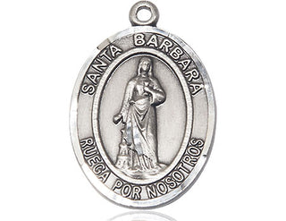 Pewter Santa Barbara Medal Engraved Catholic Saint Jewelry