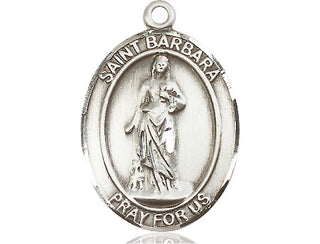 Sterling Silver Saint Barbara Medal Catholic Jewelry Engraved Catholic Saint Jewelry