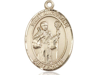 14kt Gold Filled Saint Augustine Medal Engraved Catholic Saint Jewelry
