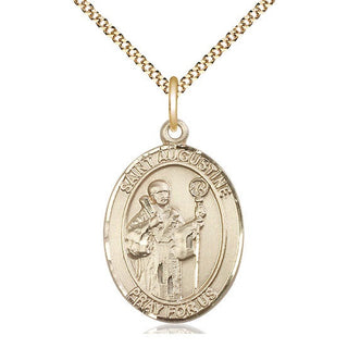 14kt Gold Filled Saint Augustine Medal Catholic Jewelry Engraved Catholic Saint Jewelry