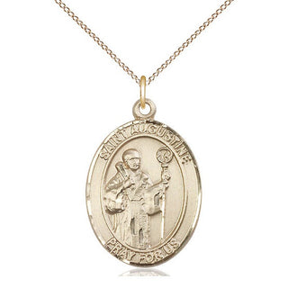 14kt Gold Filled Saint Augustine Medal Catholic Jewelry Engraved Catholic Saint Jewelry