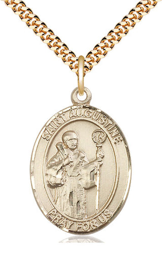 14kt Gold Filled Saint Augustine Medal Catholic Jewelry Engraved Catholic Saint Jewelry