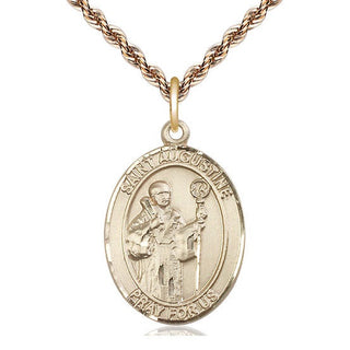14kt Gold Filled Saint Augustine Medal Catholic Jewelry Engraved Catholic Saint Jewelry