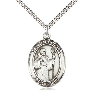 Pewter Saint Augustine Medal Catholic Jewelry Engraved Catholic Saint Jewelry