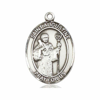 Sterling Silver Saint Augustine Medal Catholic Jewelry Engraved Catholic Saint Jewelry