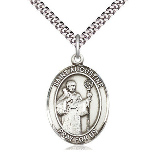 Sterling Silver Saint Augustine Medal Catholic Jewelry Engraved Catholic Saint Jewelry