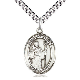 Sterling Silver Saint Augustine Medal Catholic Jewelry Engraved Catholic Saint Jewelry