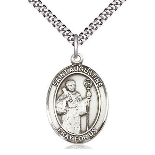 Sterling Silver Saint Augustine Medal Catholic Jewelry Engraved Catholic Saint Jewelry