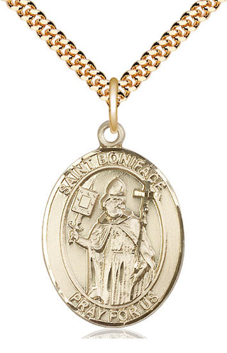 14kt Gold Filled Saint Boniface Medal Catholic Jewelry Engraved Catholic Saint Jewelry