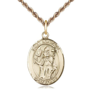 14kt Gold Filled Saint Boniface Medal Catholic Jewelry Engraved Catholic Saint Jewelry