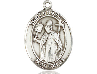 Sterling Silver Saint Boniface Medal Catholic Jewelry Engraved Catholic Saint Jewelry