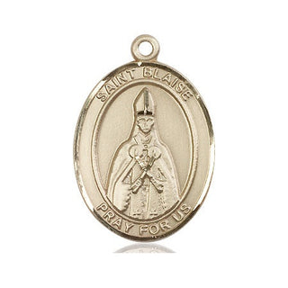 14kt Gold Saint Blaise Medal Engraved Catholic Saint Jewelry