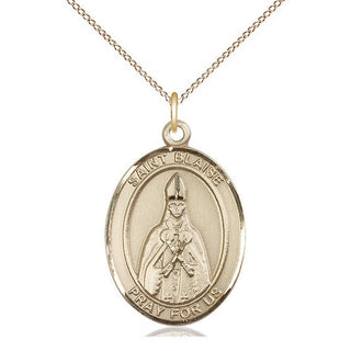 14kt Gold Saint Blaise Medal Engraved Catholic Saint Jewelry