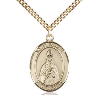 14kt Gold Saint Blaise Medal Engraved Catholic Saint Jewelry