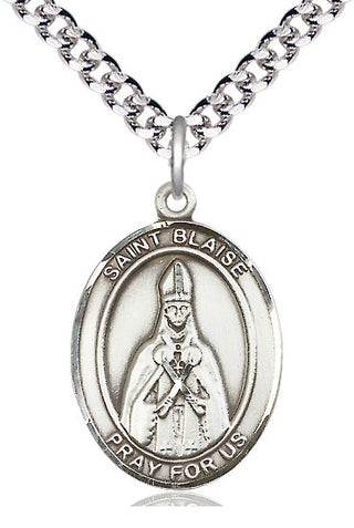 Pewter Saint Blaise Medal Catholic Jewelry Engraved Catholic Saint Jewelry
