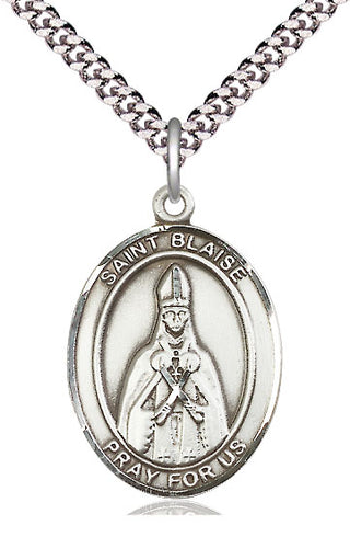 Sterling Silver Saint Blaise Medal Catholic Jewelry Engraved Catholic Saint Jewelry