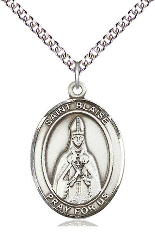 Sterling Silver Saint Blaise Medal Catholic Jewelry Engraved Catholic Saint Jewelry