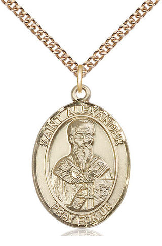 14kt Gold Filled Saint Alexander Constantinople Medal Catholic Jewelry Engraved Catholic Saint Jewelry