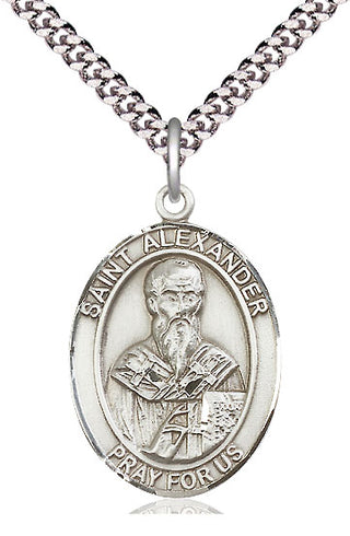 Pewter Saint Alexander Constantinople Medal Catholic Jewelry Engraved Catholic Saint Jewelry