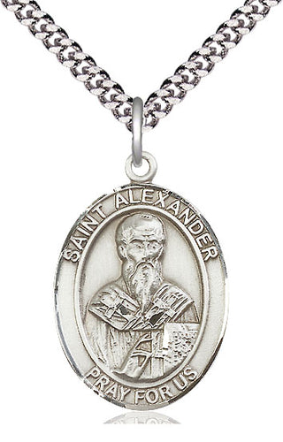 Pewter Saint Alexander Constantinople Medal Catholic Jewelry Engraved Catholic Saint Jewelry
