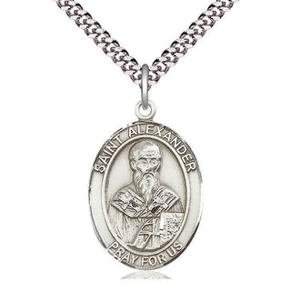 Sterling Silver Saint Alexander Constantinople Medal Catholic Jewelry Engraved Catholic Saint Jewelry