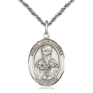 Sterling Silver Saint Alexander Constantinople Medal Catholic Jewelry Engraved Catholic Saint Jewelry