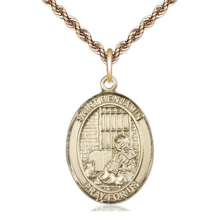 14kt Gold Filled Saint Benjamin Medal Catholic Jewelry Engraved Catholic Saint Jewelry
