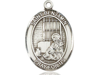 Pewter Saint Benjamin Medal Engraved Catholic Saint Jewelry