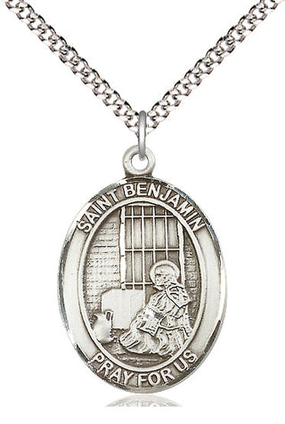Pewter Saint Benjamin Medal Catholic Jewelry Engraved Catholic Saint Jewelry