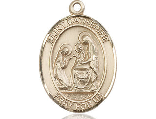 14kt Gold Filled Saint Catherine of Siena Medal Engraved Catholic Saint Jewelry