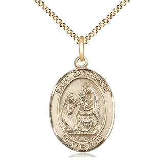 14kt Gold Filled Saint Catherine of Siena Medal Catholic Jewelry Engraved Catholic Saint Jewelry