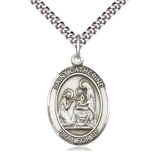 Pewter Saint Catherine of Siena Medal Catholic Jewelry Engraved Catholic Saint Jewelry