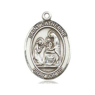 Pewter Saint Catherine of Siena Medal Engraved Catholic Saint Jewelry