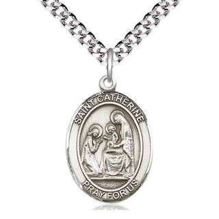 Pewter Saint Catherine of Siena Medal Catholic Jewelry Engraved Catholic Saint Jewelry