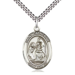 Pewter Saint Catherine of Siena Medal Catholic Jewelry Engraved Catholic Saint Jewelry