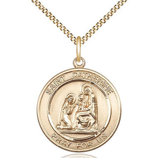 14kt Gold Filled Saint Catherine of Siena Medal Catholic Jewelry Engraved Catholic Saint Jewelry