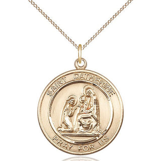 14kt Gold Filled Saint Catherine of Siena Medal Catholic Jewelry Engraved Catholic Saint Jewelry