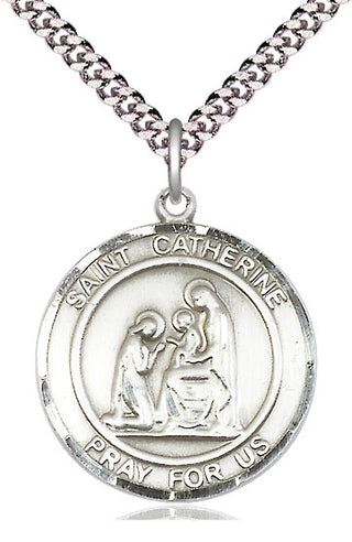 Pewter Saint Catherine of Siena Medal Catholic Jewelry Engraved Catholic Saint Jewelry
