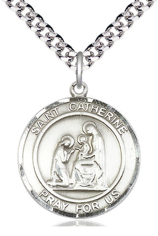 Pewter Saint Catherine of Siena Medal Catholic Jewelry Engraved Catholic Saint Jewelry