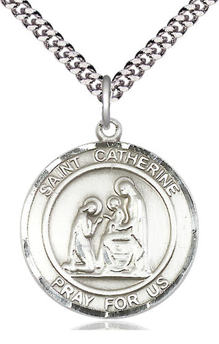 Pewter Saint Catherine of Siena Medal Catholic Jewelry Engraved Catholic Saint Jewelry