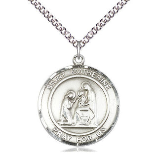 Sterling Silver Saint Catherine of Siena Medal Catholic Jewelry Engraved Catholic Saint Jewelry
