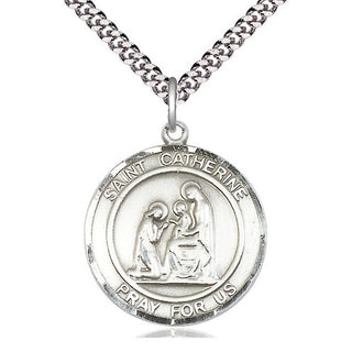 Sterling Silver Saint Catherine of Siena Medal Catholic Jewelry Engraved Catholic Saint Jewelry