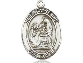 Sterling Silver Saint Catherine of Siena Medal Catholic Jewelry Engraved Catholic Saint Jewelry