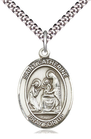 Sterling Silver Saint Catherine of Siena Medal Catholic Jewelry Engraved Catholic Saint Jewelry