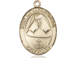 14kt Gold Filled Saint Katharine Drexel Medal Engraved Catholic Saint Jewelry